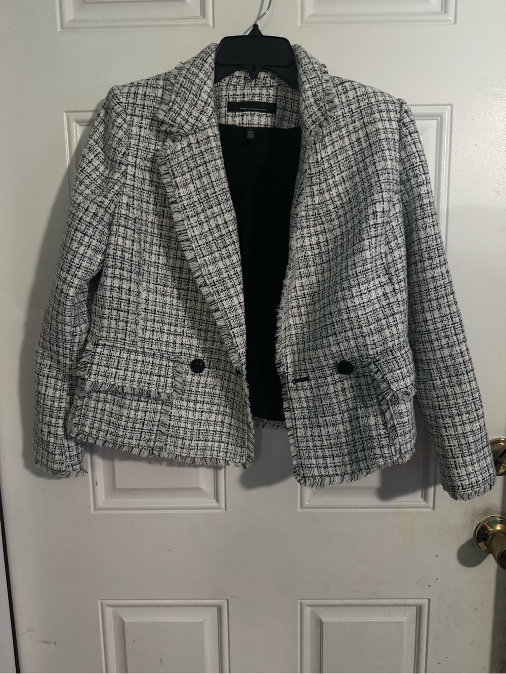 White House Black Market Black and White Tweed Blazer